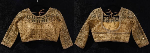 Long Sleeve Golden Net Blouse